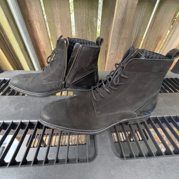 Karl Lagerfeld Lace-Up Chukka Black Suede Leather Boots sz10 main image 5